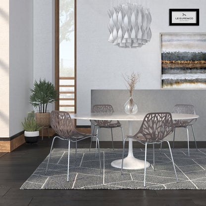 Modern Asbury Dining Chair w/ Chromed Legs, Set of 4