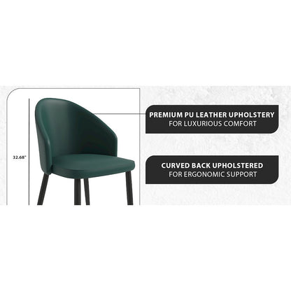 Paradiso Collection Modern Dining Seat in Green  Set of 2