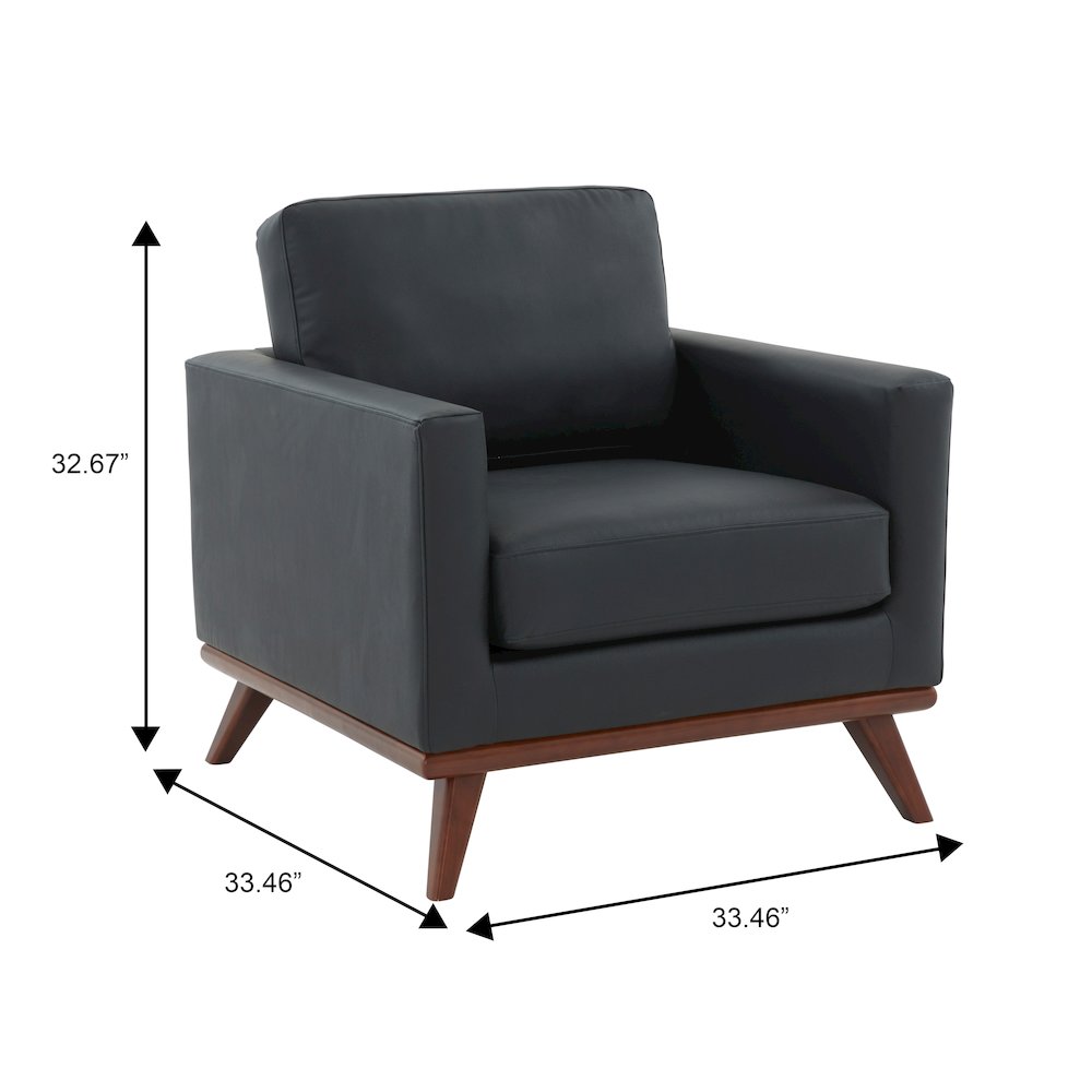 Chester Modern Leather Accent Arm Chair With Birch Wood Base