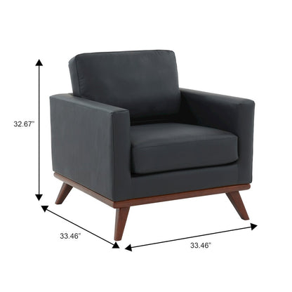 Chester Modern Leather Accent Arm Chair With Birch Wood Base