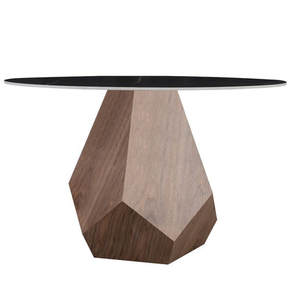 Nebo Modern Dining Table in Walnut Base with Black Sintered Stone  Top