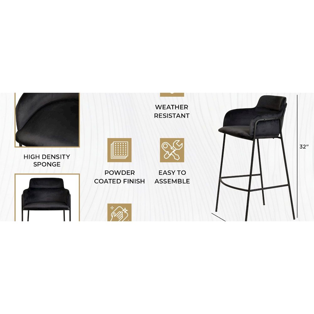 Axis Collection Modern Bar height Chair in Black