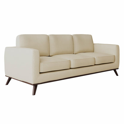Chester Modern Faux Leather Sofa in Beige Mesh