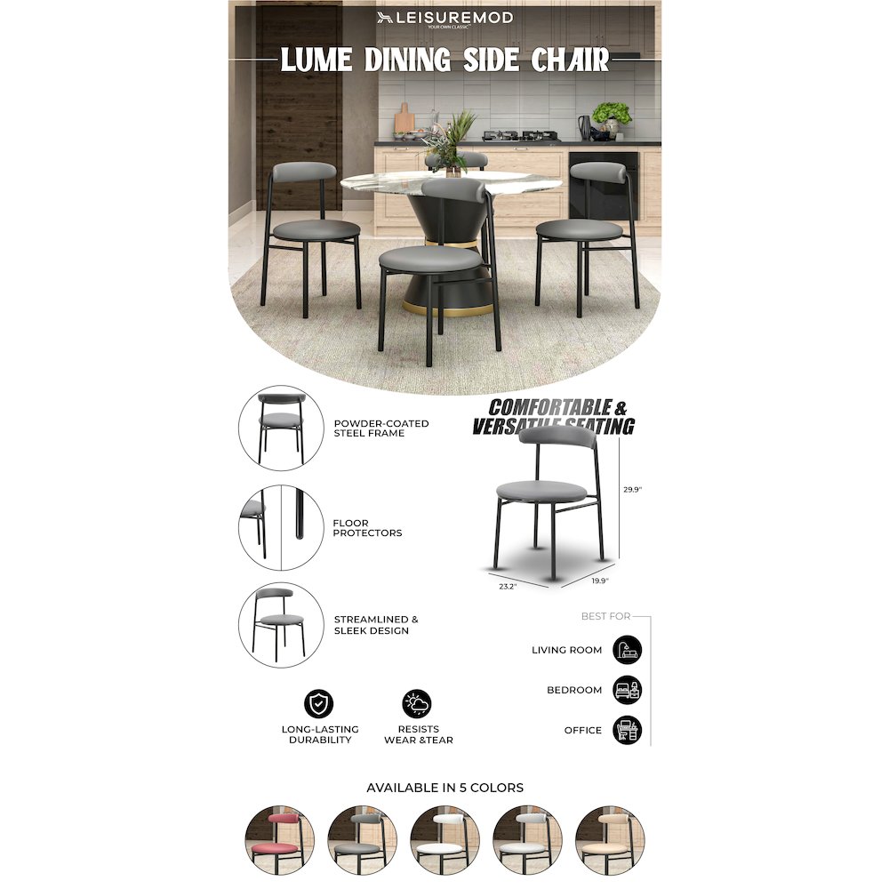 Lume Collection Modern Dining Chair in Charcoal Set of 4