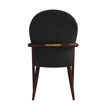 Opaline Series Elegant Wooden Dining Chair in Black Velvet and Toupe