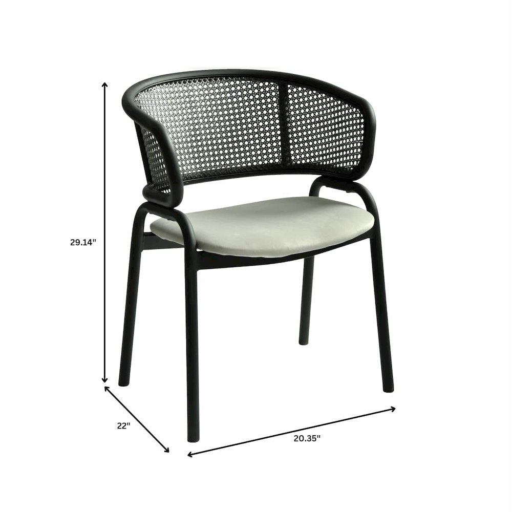 Ervilla Dining Armchair in Black Steel Frame Set of 4