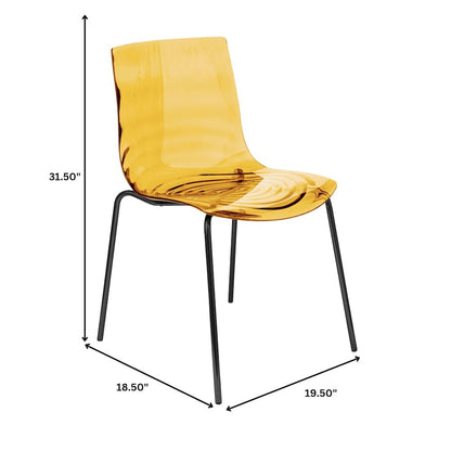 Astor Water Ripple Design Dining Chair in Black Base Orange Seat Set of 2
