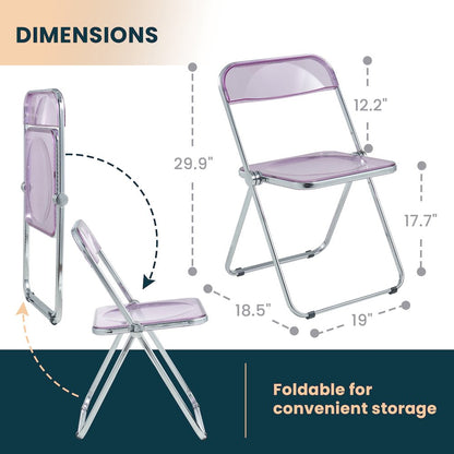 Lawrence Acrylic Folding Chair With Metal Frame, Set of 4