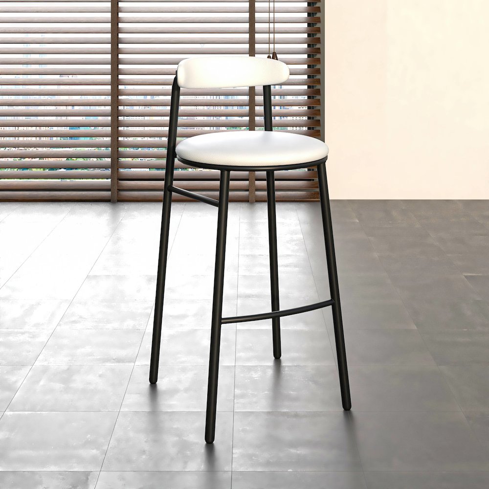 Lume Collection Modern Bar Stool in White Set of 2