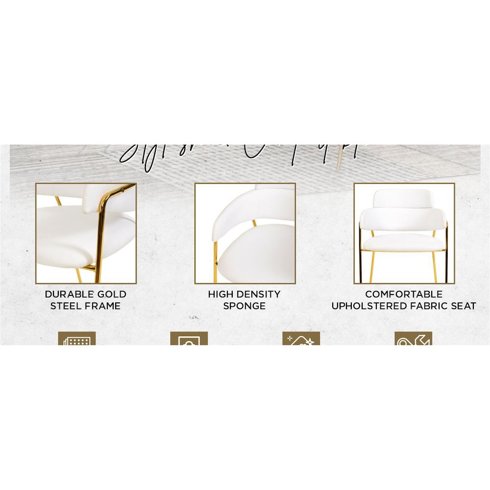 Axis Collection Modern Gold Dining Chair in White