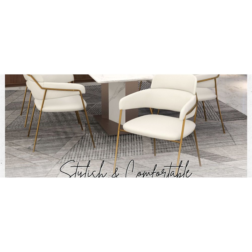 Axis Collection Modern Gold Dining Chair in White