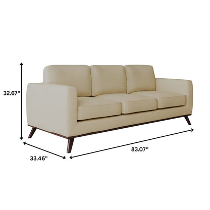 Chester Modern Faux Leather Sofa in Beige Mesh
