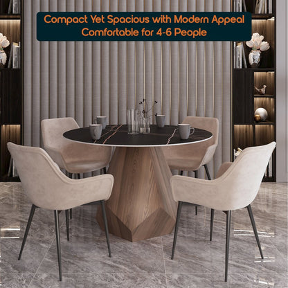 Nebo Modern Dining Table in Walnut Base with Black Sintered Stone  Top