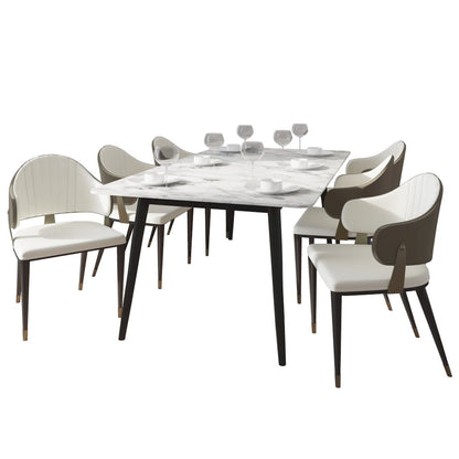 Zayle 7-Piece Dining Set with 55" Rectangular Dining Table in Taupe