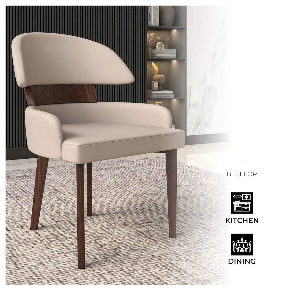 Ethos Collection Modern Wooden Dining Chair in Toupe