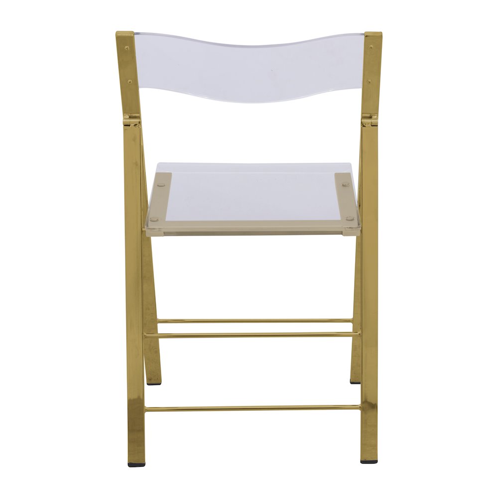 Menno Modern Acrylic Gold Base Folding Chair, Set of 2