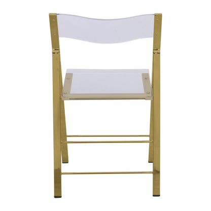 Menno Modern Acrylic Gold Base Folding Chair, Set of 2