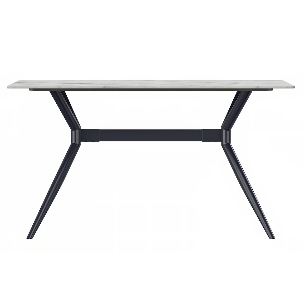 Elega Series Black Carbon Steel Dining Table 62 With White Sintered Stone Top