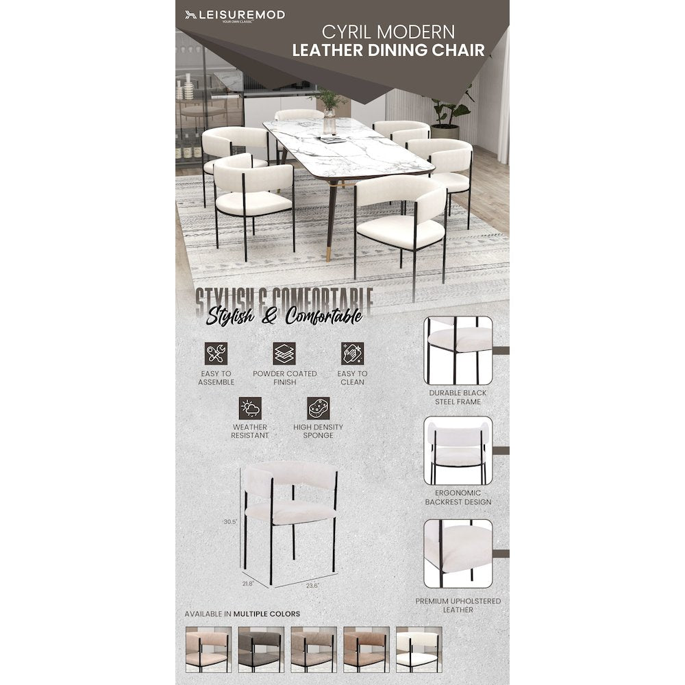 Elias Collection Modern Dining Chair in Light Grey Velvet - Set of 4
