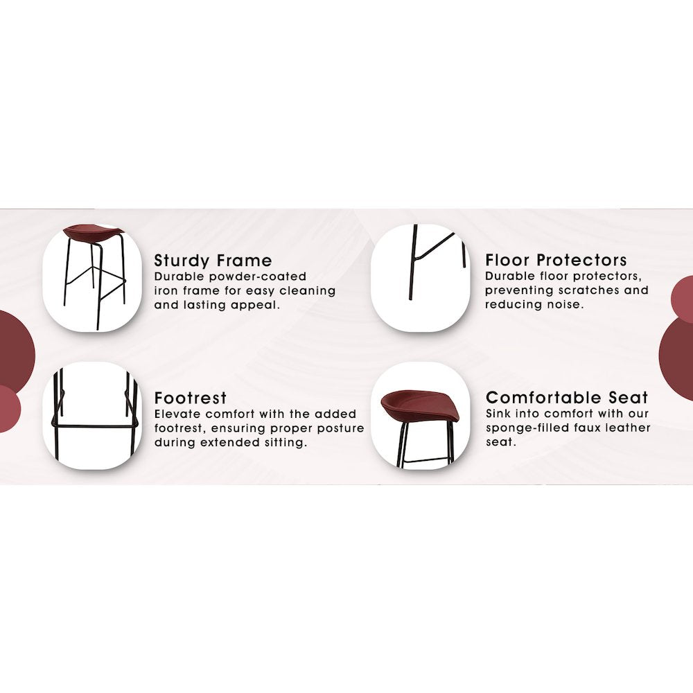 Servos Modern Barstool in Bordeaux