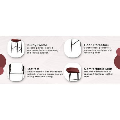 Servos Modern Barstool in Bordeaux