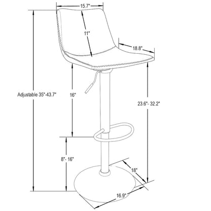 Tilbury Modern Adjustable Bar Stool in Charcoal Black