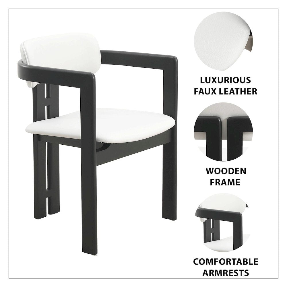 Velo Series Modern Dining Chair in Black Wood with Off White Seat