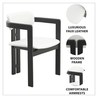 Velo Series Modern Dining Chair in Black Wood with Off White Seat