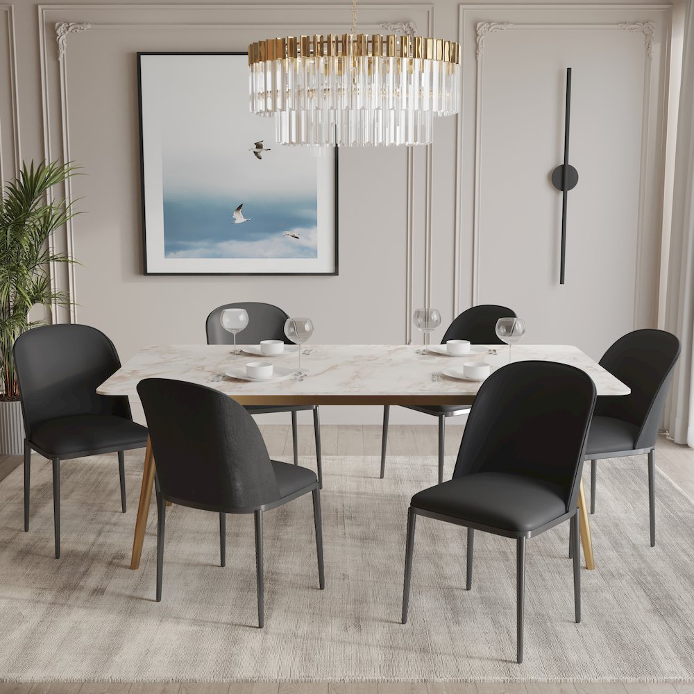 Zayle 7-Piece Dining Set with 55" Rectangular Dining Table in Black/Black