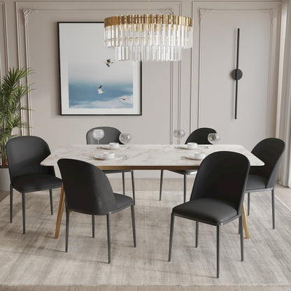 Zayle 7-Piece Dining Set with 55" Rectangular Dining Table in Black/Black