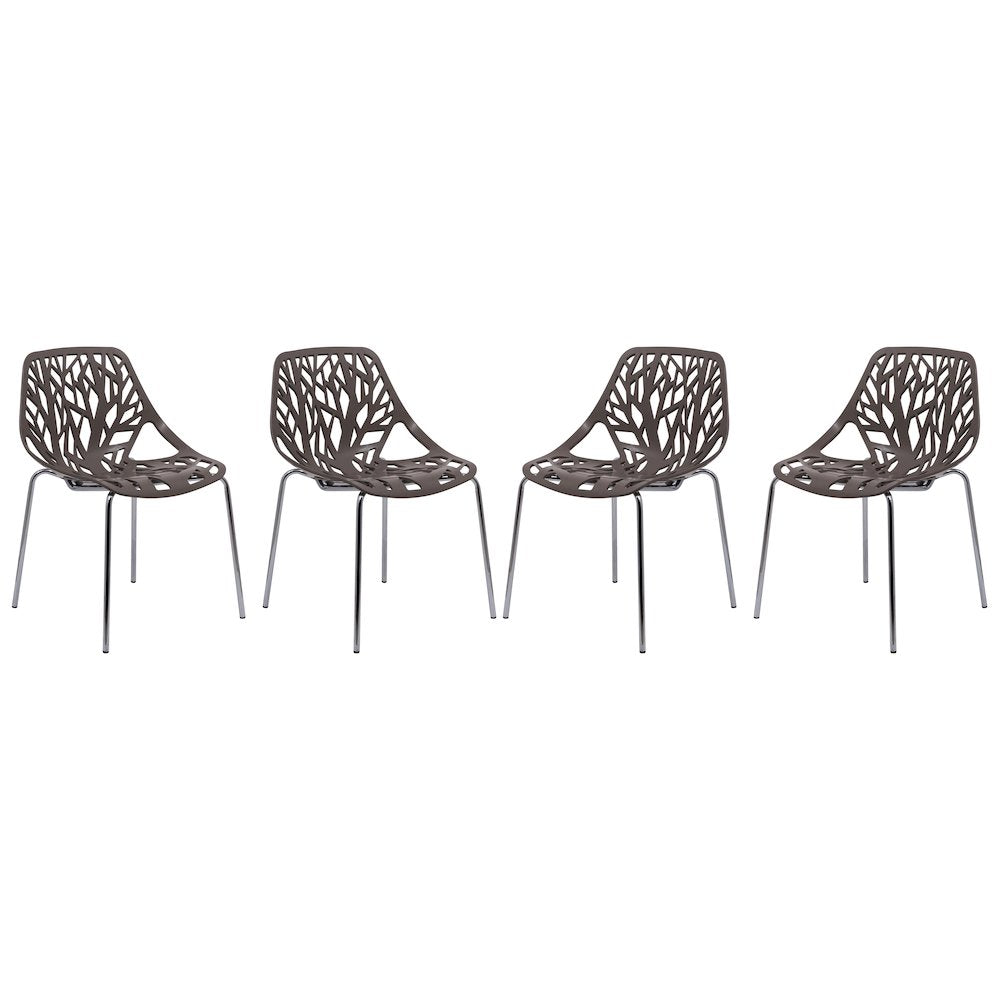 Modern Asbury Dining Chair w/ Chromed Legs, Set of 4