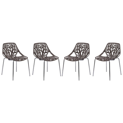 Modern Asbury Dining Chair w/ Chromed Legs, Set of 4