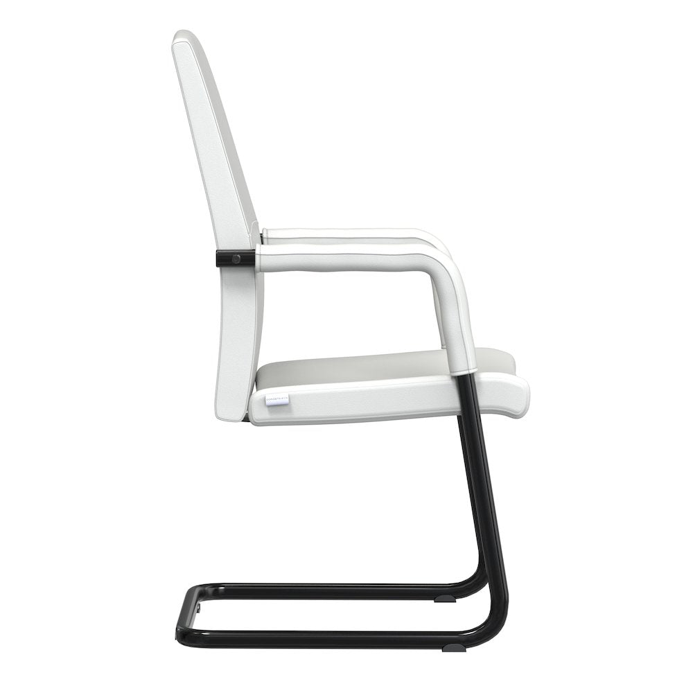 Evander Office Guest Chair in White Leather