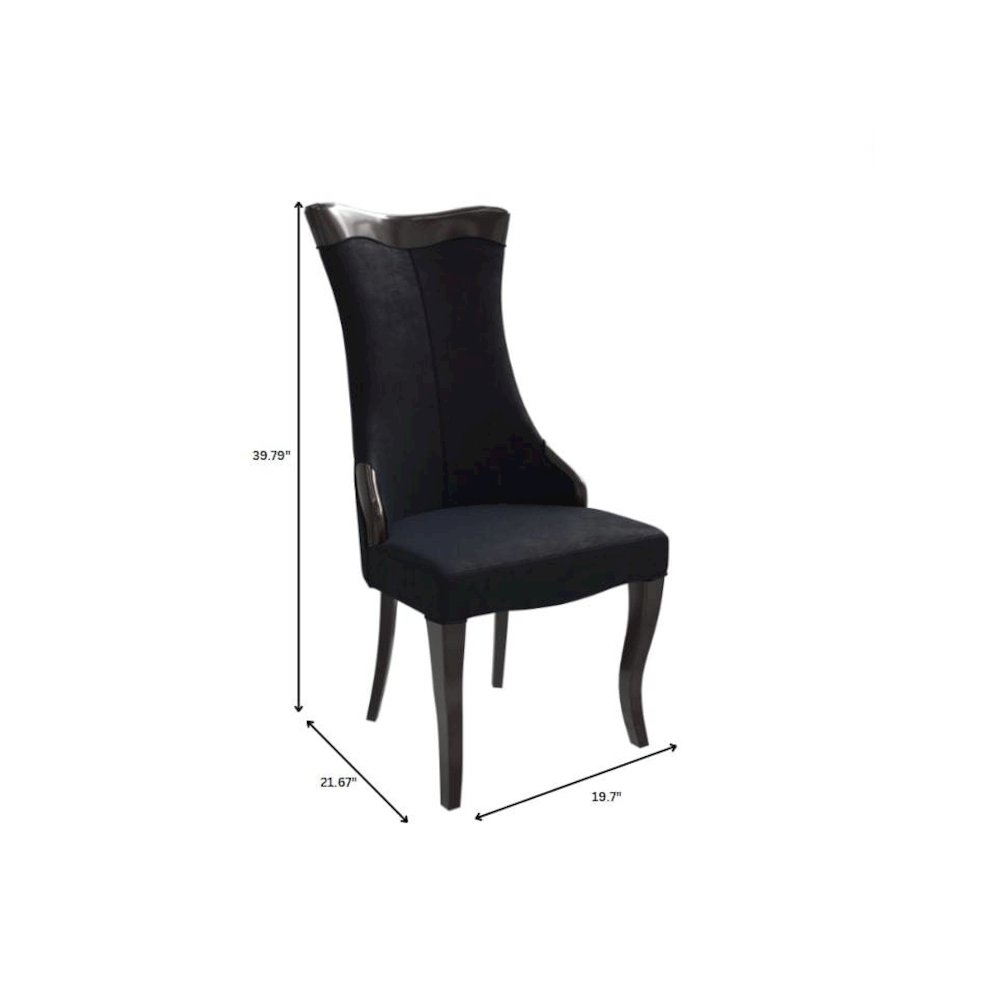 Novara Collection Modern Wooden Dining Chair in Black Velvet Set of 4