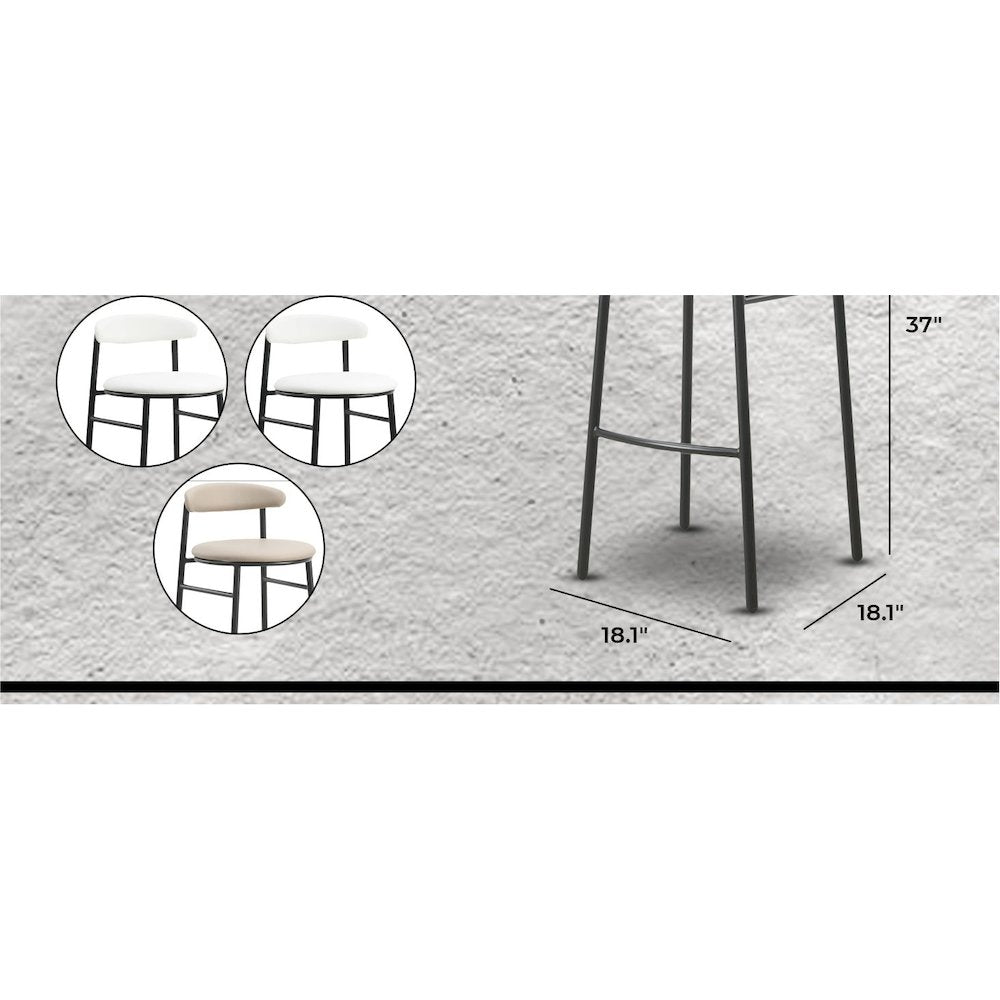 Lume Collection Modern Bar Stool in Dark Taupe