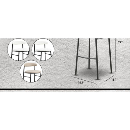 Lume Collection Modern Bar Stool in Dark Taupe