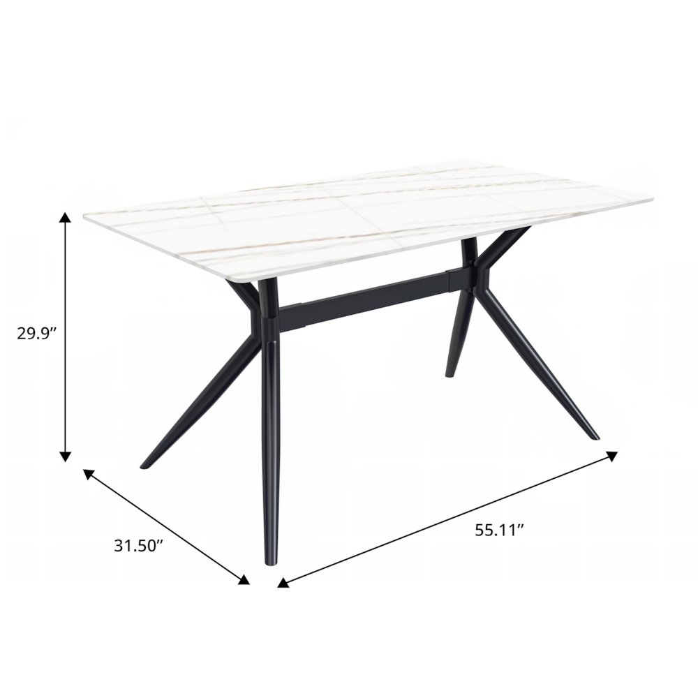 7-Piece Dining Set Rectangular Sintered Stone Dining Table
