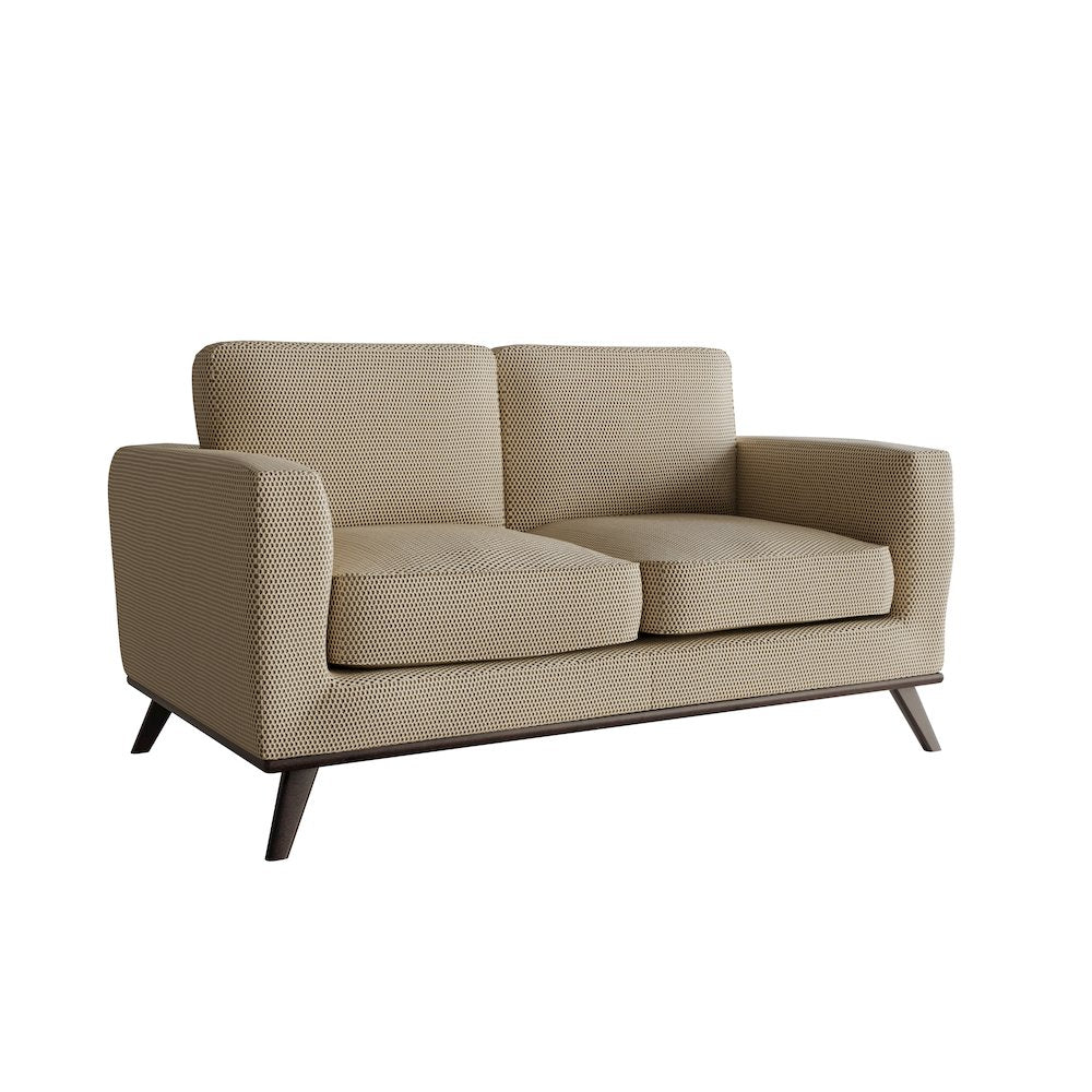 Chester Modern Faux Leather Loveseat in Beige Mesh