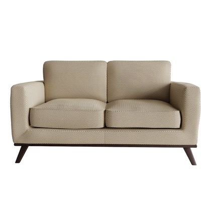 Chester Modern Faux Leather Loveseat in Beige Mesh