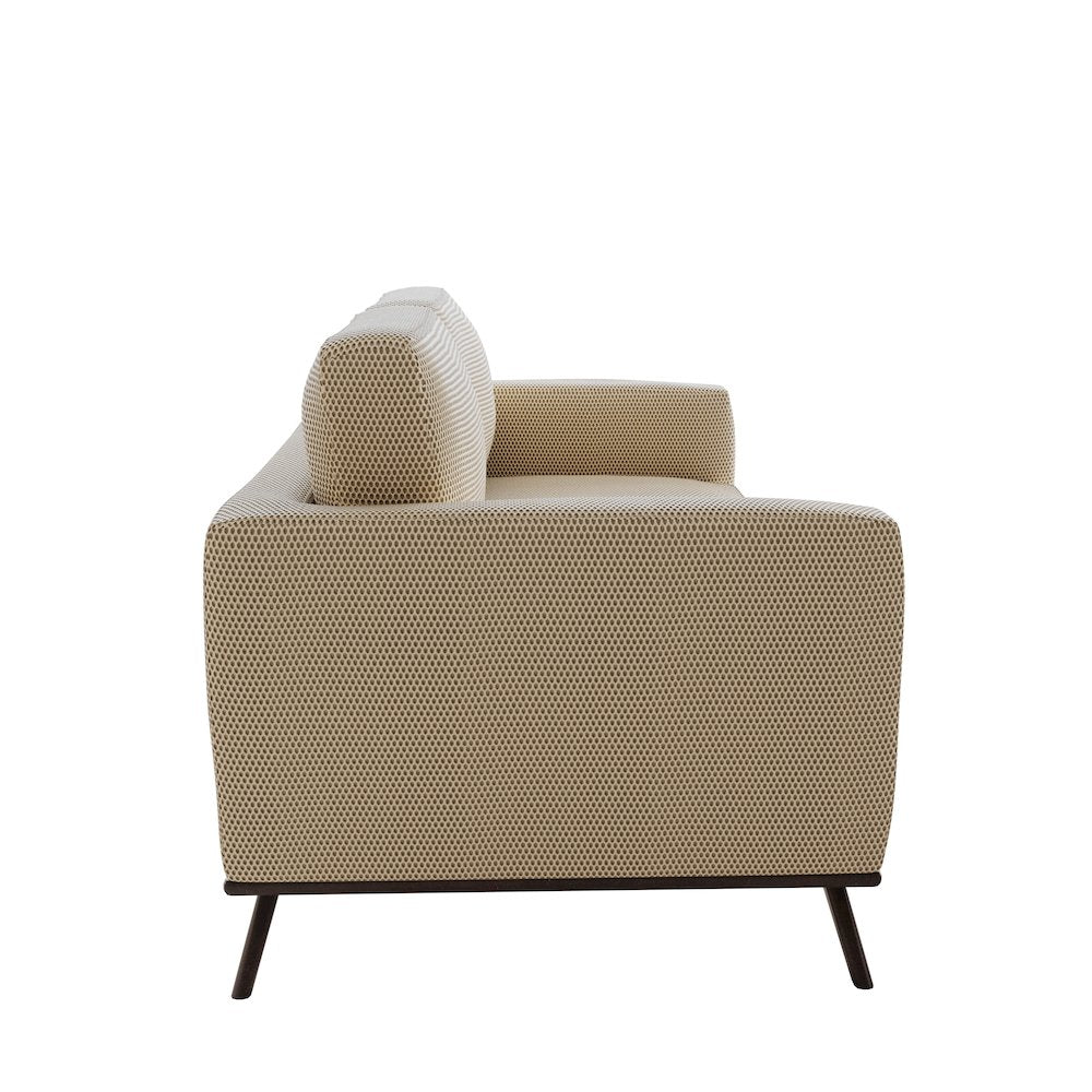 Chester Modern Faux Leather Loveseat in Beige Mesh