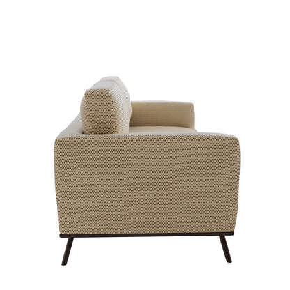 Chester Modern Faux Leather Loveseat in Beige Mesh