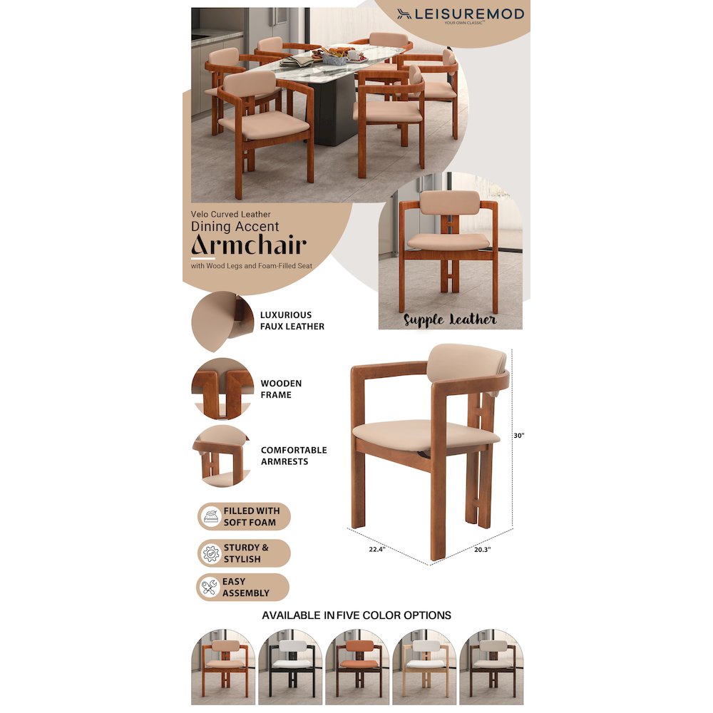 Velo Series Modern Dining Chair in Dark Natural Wood with Taupe Seat