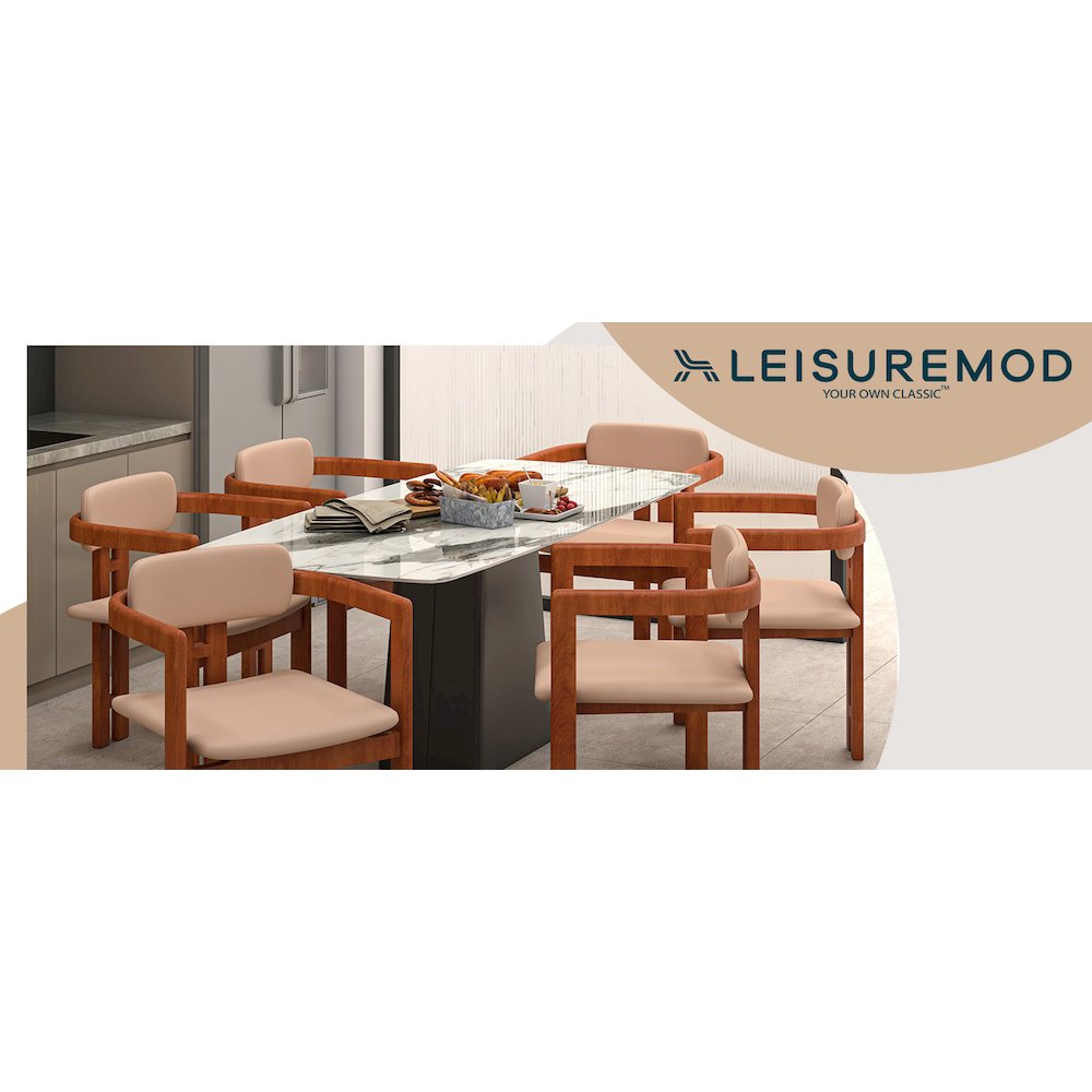 Velo Series Modern Dining Chair in Dark Natural Wood with Taupe Seat