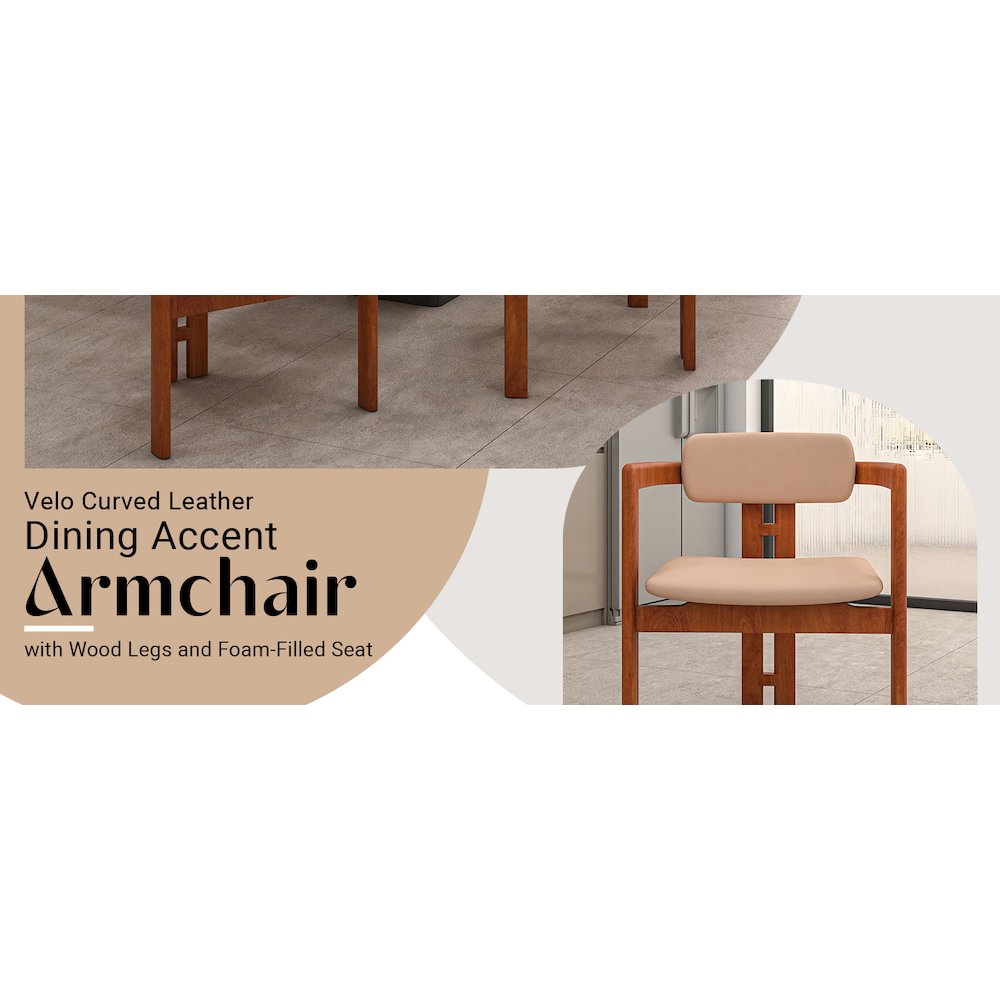 Velo Series Modern Dining Chair in Dark Natural Wood with Taupe Seat