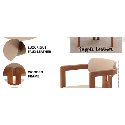 Velo Series Modern Dining Chair in Dark Natural Wood with Taupe Seat