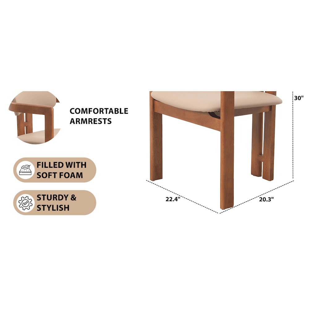 Velo Series Modern Dining Chair in Dark Natural Wood with Taupe Seat
