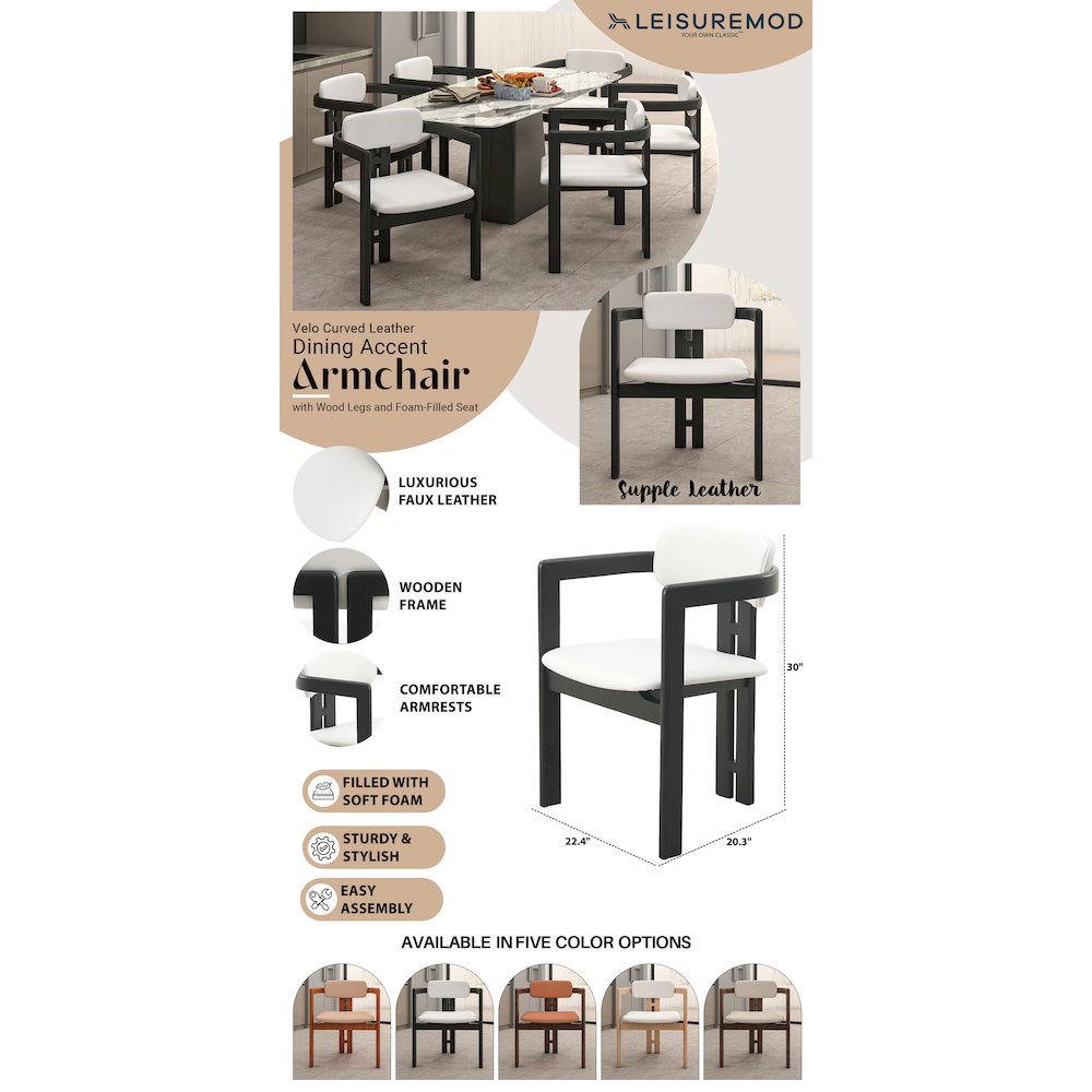 Velo Series Modern Dining Chair in Black Wood with Off White Seat