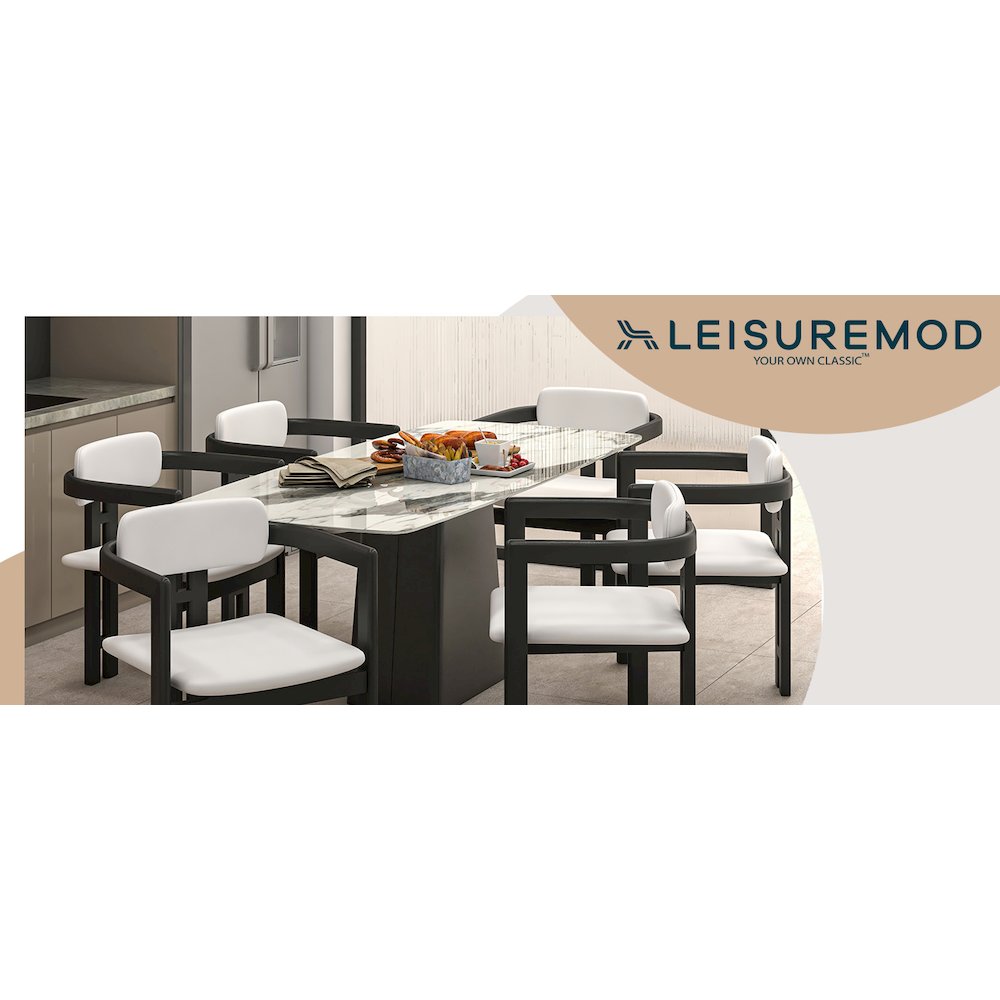 Velo Series Modern Dining Chair in Black Wood with Off White Seat