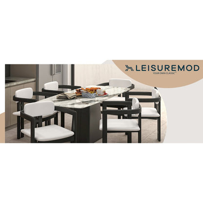 Velo Series Modern Dining Chair in Black Wood with Off White Seat