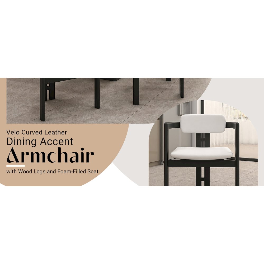 Velo Series Modern Dining Chair in Black Wood with Off White Seat